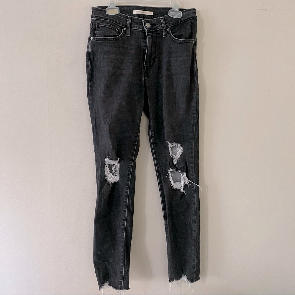 Levi’s highrise skinny jeans black gray distressed